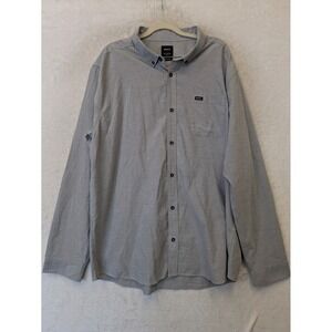RVCA Button Down Shirt Men's XXL Light Blue Slim Fit Stretch Oxford Long Sleeve